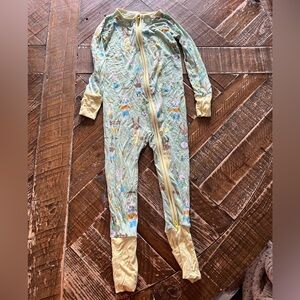 Little Sleepies Bunny Print Footie - Green and Cream